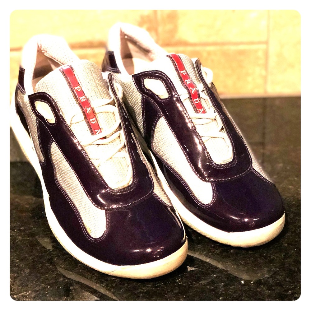 Men’s Prada Italian sneakers. Size 9 Purple&Silver